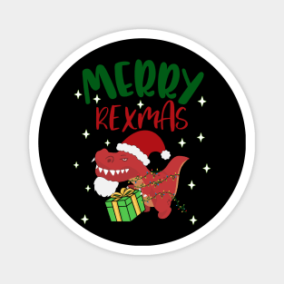 Funny Merry Rexmas Bearded TRex Christmas Hat Merry Xmas Magnet